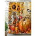 thumbnail image 3 of Fall Pumpkins Waterproof Fabric Shower Curtain, Sunflowers Birds Thanksgiving Oil Painting Shower Curtain for Bathroom Curtains Bathtubs Hotel Washable Shower Curtains with 12 Hooks Extra Long 72x84, 3 of 6