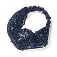 thumbnail image 3 of Wide Headbands for Women Non Slip Blossom Hollow Out Headband Accessory Hoop Head Accessories Hairband Soft Head Bands Hair Bands Turban Caps for Women Navy One Size, 3 of 3