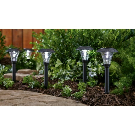 Mainstays Pebbled Cone 8-Piece Solar-Powered Landscape Lighting Set