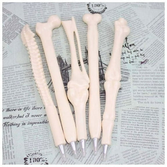 SagaSave Ball Pen Set Ballpoint Pens Plastic Black Ink Smooth Writing Cute Bones Shape 5 Count