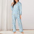 thumbnail image 2 of Fotbe Floral Daisy Conjunto de Pijama de Manga Larga para Mujer con Estampado, Ropa de Dormir de 2 Piezas, Conjunto de Casa Suave y Cómodo con Bolsillos-Small, 2 of 7