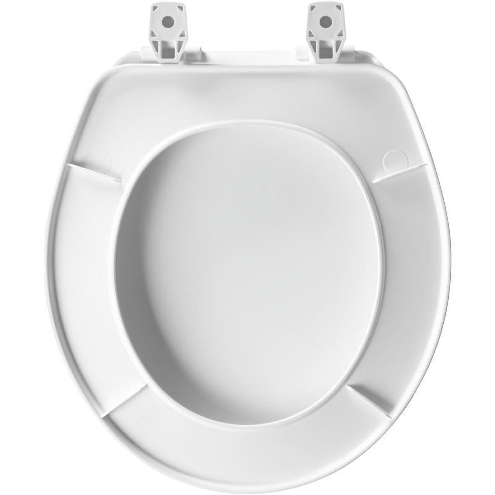 Mayfair 92B-000 Toilet Seat, Round, Plastic, White, Top-Tite Hinge