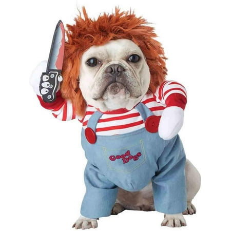 Deadly doll Dog Costumes scary dog Clothes Halloween Cosplay chucky doll dog costume Wear a hat Funny Dog party clothes christmas costume