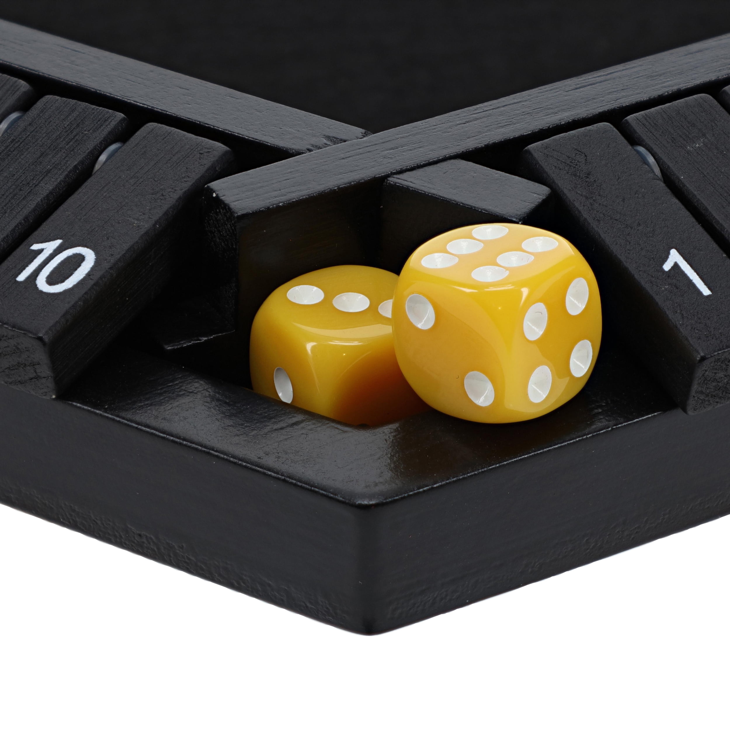 Pacific Shore Games 6 Player Shut The Box Dice Game - Black Stained Wood - 14 In.