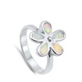 thumbnail image 4 of CHOOSE YOUR COLOR White Simulated Opal Flower Ring .925 Sterling Silver Band CZ Female Size 6, 4 of 4