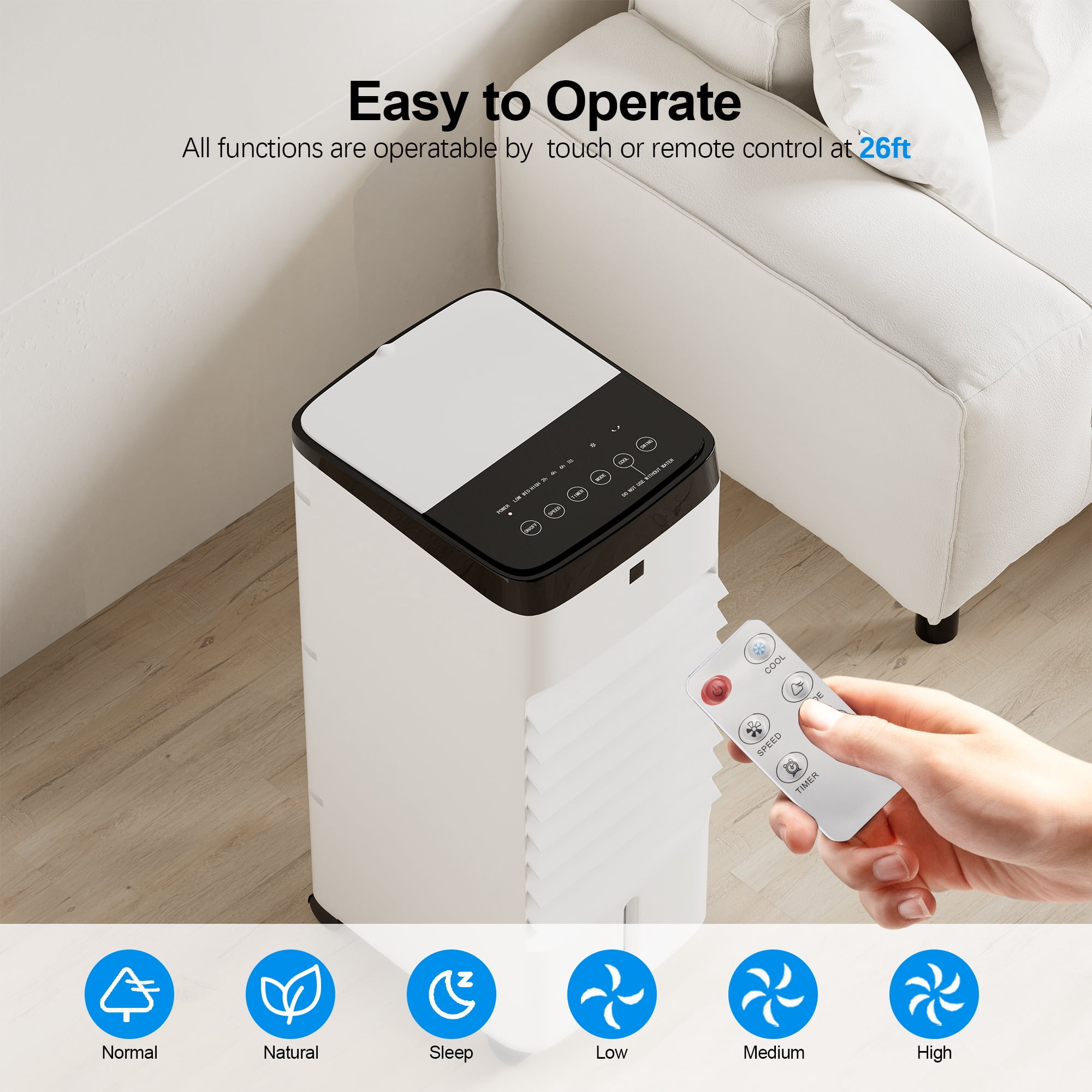 UTHFY 3 Speed 3-in-1 Remote Evaporative Air Cooler for 450 sq ft, White