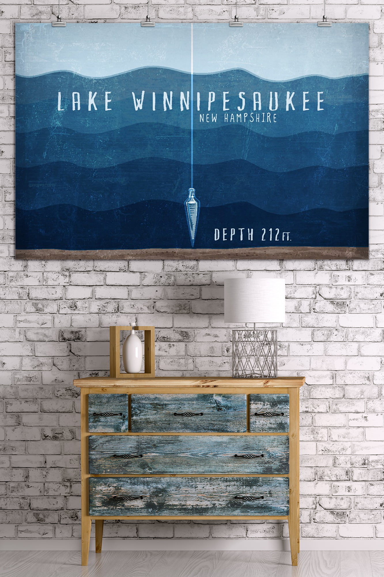Lake Winnipesaukee, New Hampshire - Lake Essentials - Lake Depth - Lantern Press Artwork (12x18 Art Print, Wall Decor Travel Poster), Size: 12 x 18