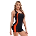 thumbnail image 2 of CHICTRY Women Sleeveless Racer One Piece Athletic Boyleg Swimsuits Professional Shorty Wetsuits for Surfing/Diving Orange M, 2 of 7