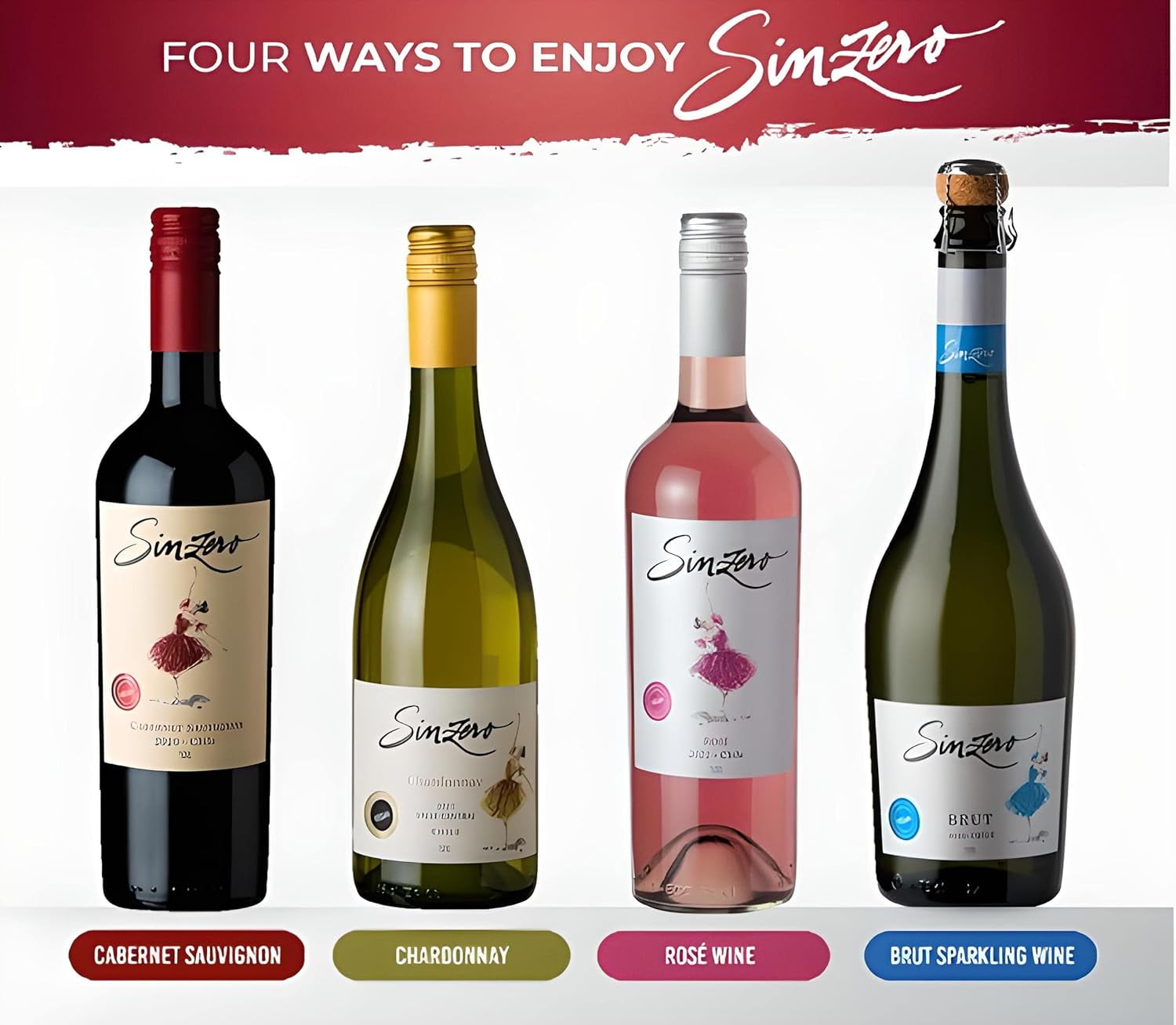 SINZERO Chardonnay - Non Alcoholic White Wine - Low Calories, Vegan Suitable, 25.4 FlOz