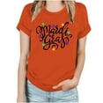 thumbnail image 2 of Aloohaidyvio Mardi Gras Shirts,Womens Mardi Gras Mask Glitter Print Round Neck Short Sleeve Loose Tops,Mardi Gras Clothing Women, 2 of 5