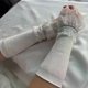 thumbnail image 4 of Women Long Elastic Arm Sleeve Lace Knitting Wrist Cuffs Winter Warm Comfort Soft Mittens Girls Lolita False Cuffs Sweater Decor, 4 of 5