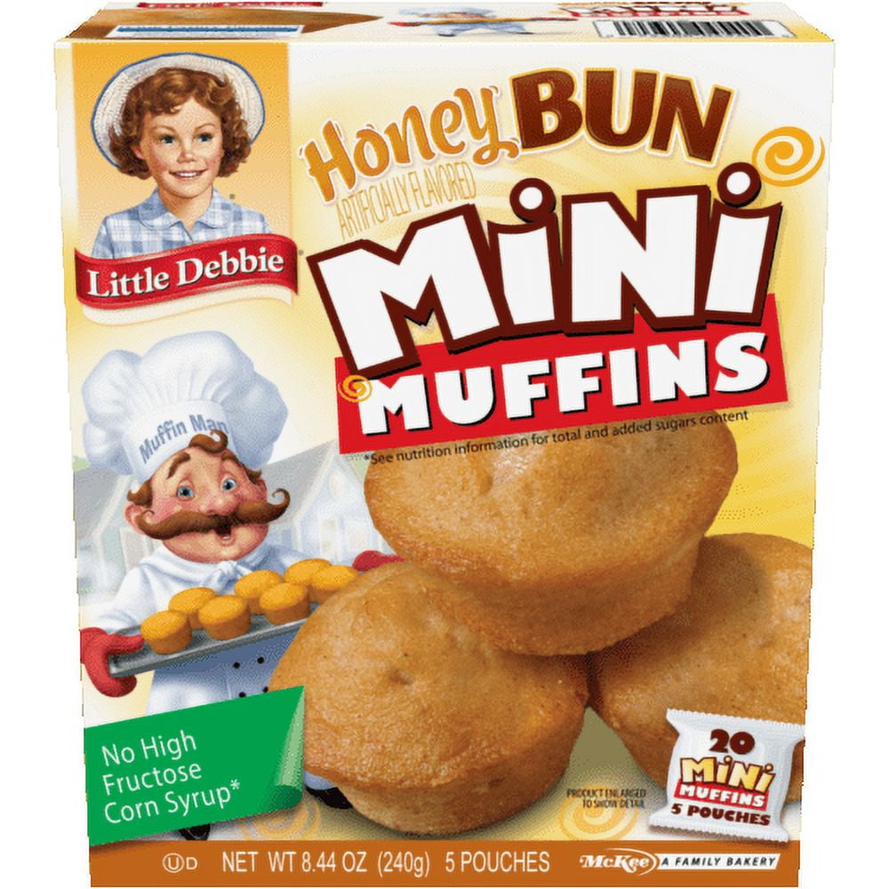Little Debbie Honey Bun Mini Muffins, 4 Boxes, 20 Travel Pouches of Muffins