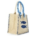 thumbnail image 3 of No Boundaries Women's Beach Icons Mini Straw Tote Bag, Light Natural with Fish Embroidery, 3 of 6