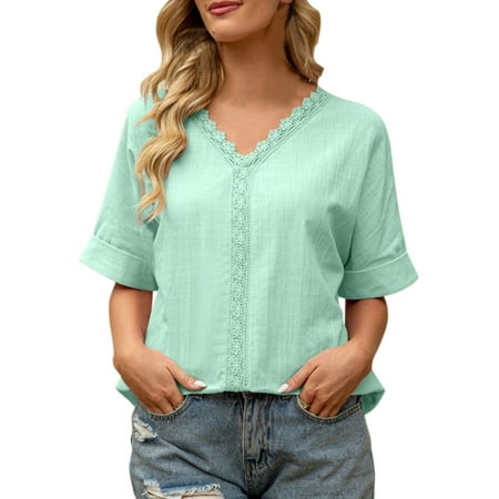 

HSMQHJWE White V Neck Tshirt Women Turtle Neck Top For Women Pack Womens Short Sleeve Summer Fashion Casual Fashion T Shirts V Neck T Shirts Womens Shirts Pajama Shirts Women