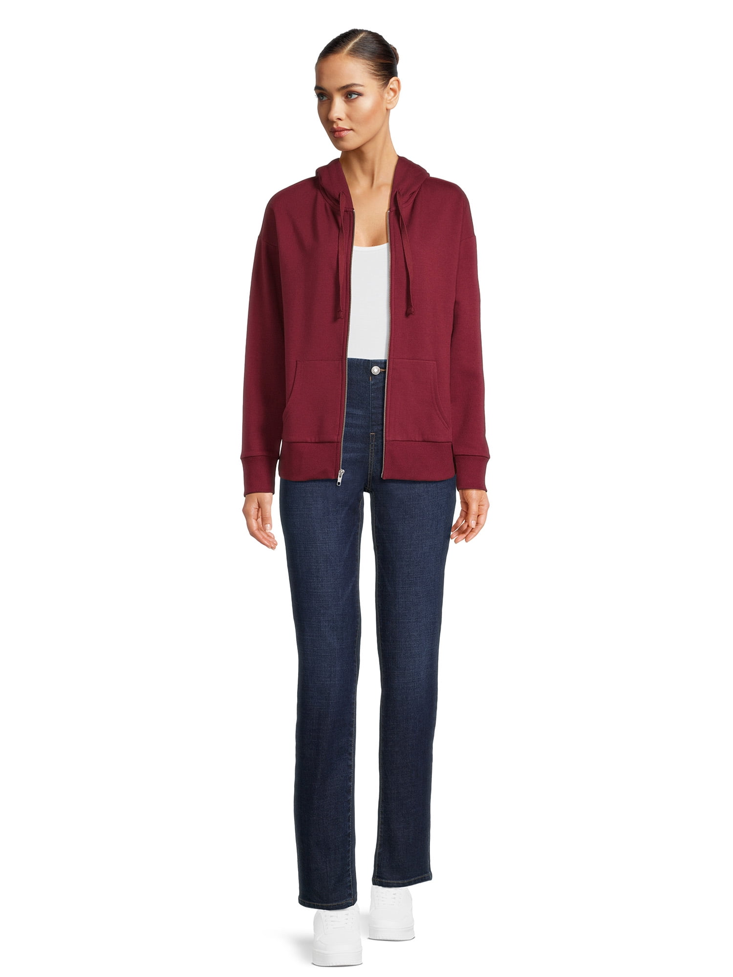 Time and Tru Women's Full Zip Fleece Jacket with Pockets, Sizes XS-XXXL