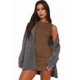 thumbnail image 3 of Women'S Summer Sleeveless Boat Neck Mini Dress Slim Fit Party Club Bodycon Dresses Coffee Color S, 3 of 7
