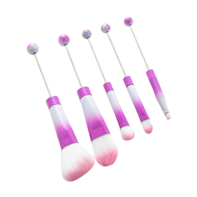 Juego de 5 brochas de maquillaje para mujer, kit de brochas de maquillaje, brocha de base sintética, herramienta de belleza en ángulo, brocha cosmétic Rojo púrpura