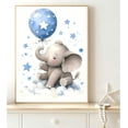 thumbnail image 3 of 3Pcs Blue Nursery Elephant Canvas Wall Art Baby Boy Wall Decor Cute Animal Painting Pictures Moon And Stars Balloon Poster Prints for Nursery Classroom Kids Room Bedroom Home Decoration 12X16unframed, 3 of 5