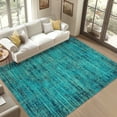 thumbnail image 3 of Washable Boho Vintage Area Rug - Distressed Non-Slip Collapsible Carpet - Low Pile Accent Rug for Living Room, Bedroom, Dining Room - Classic Abstract Farmhouse Style - Green Pine, 5x7ft, USA, 3 of 7