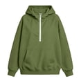 thumbnail image 3 of Vivianyo HD Women's Half Zip Hooded Sweatshirt, Roomy Long Sleeve Pullover with Pockets, Fall Warm Fleece Hoodie for Weekend Walks and Home Lounging, Sizes S-2XL, 3 of 6