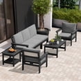 thumbnail image 6 of FUNDAZE 7-Piece Oversize Patio Furniture Sets, Waterproof HDPE Frame Outdoor Conversation Sets Perfect for Patio, Poolside & Backyard, Black Frame with Gray Cushion, 6 of 11