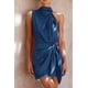 thumbnail image 2 of Vestido PRETTYGARDEN Mujer Cuello Alto Sin Mangas Satén con Cinturón Azul Oscuro Talla S, 2 of 8