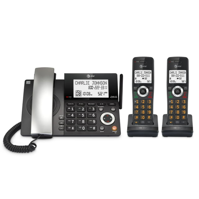 Home Phone AT&T DECT 6.0 Corded/Cordless w/ 2 Handsets CL84218