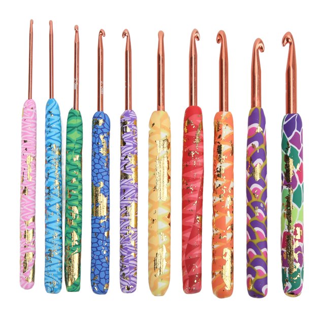 10Pcs Crochet Crochets Ensemble Design Ergonomique Coloré Robuste Durable Aiguilles à Tricoter pour la Couture à la Main
