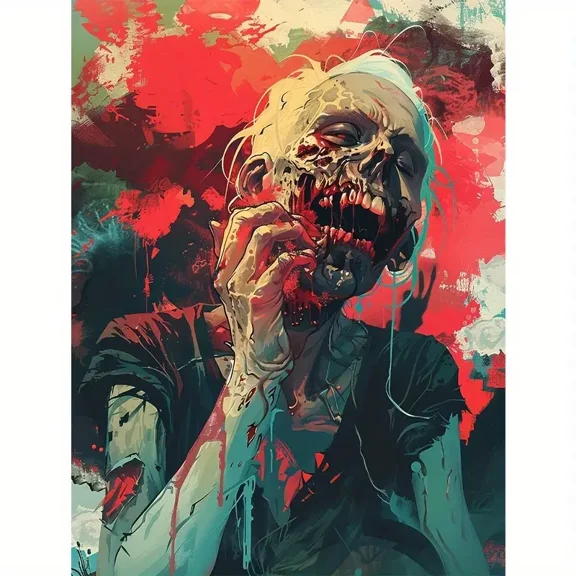 DIY 5D Full Round Drill Diamond Painting By Number Kits Horror Characters Zombies Rhinestone Embroidery Cross Stitch Art Craft Home Wall Decoration