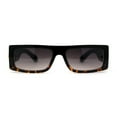 thumbnail image 3 of Square Flat Top Narrow Rectangular Plastic 90s Sunglasses Black Tortoise Smoke, 3 of 4