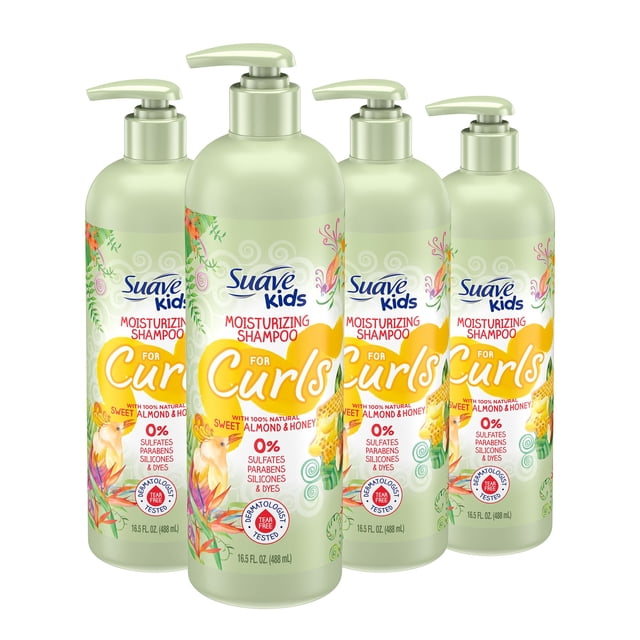 Champú Suave Kids Natural para cabello rizado con miel de almendras dulces, 490 ml