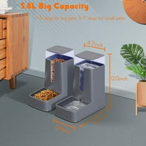2 Packs Automatic Pet Feeder and Waterer Set,  Feed for Cats Dogs, 1 Gallon x 2