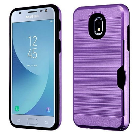 - Samsung Galaxy J3 2018, J337, J3 V 3rd Gen, J3 Star, J3 Achieve, Express Prime 3 - Phone Case Shockproof Hybrid Rubber Rugged Case Cover Brushed with Card Slot Purple