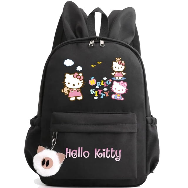 Sanrio-mochila escolar de Hello Kitty para estudiantes, ligero con morral Orejas de conejo, impermeable, regalo para niñas y niños
