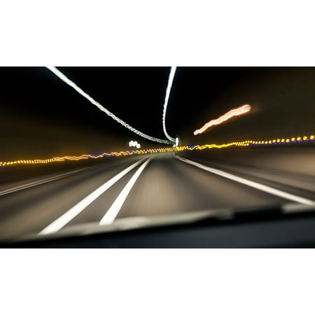 Canvas Print Asphalt Speed Car Road Automobile Driving Tunnel Stretched Canvas 10 x