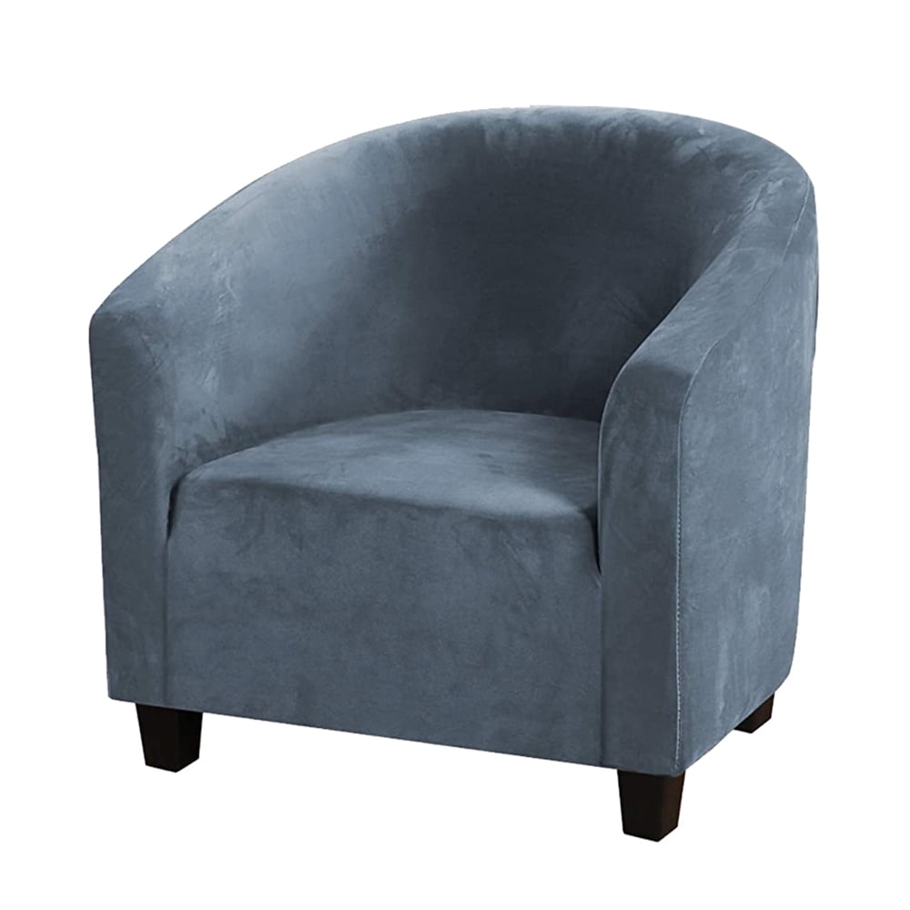 Stretch Sofa Cover Velvet Tub Chair Cover Furniture Protector Fabric Super Soft Couch Slipcover for Club Bar Counter Home (Grey/Blue)