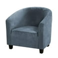 thumbnail image 7 of 2 Pack Club Chair Cover Velvet Stretch Tub Chair Slipcover Spandex Soft Armchair Sofa Cover Furniture Protector for Living Room Bar Cafe Hotel (Gray blue), 7 of 7