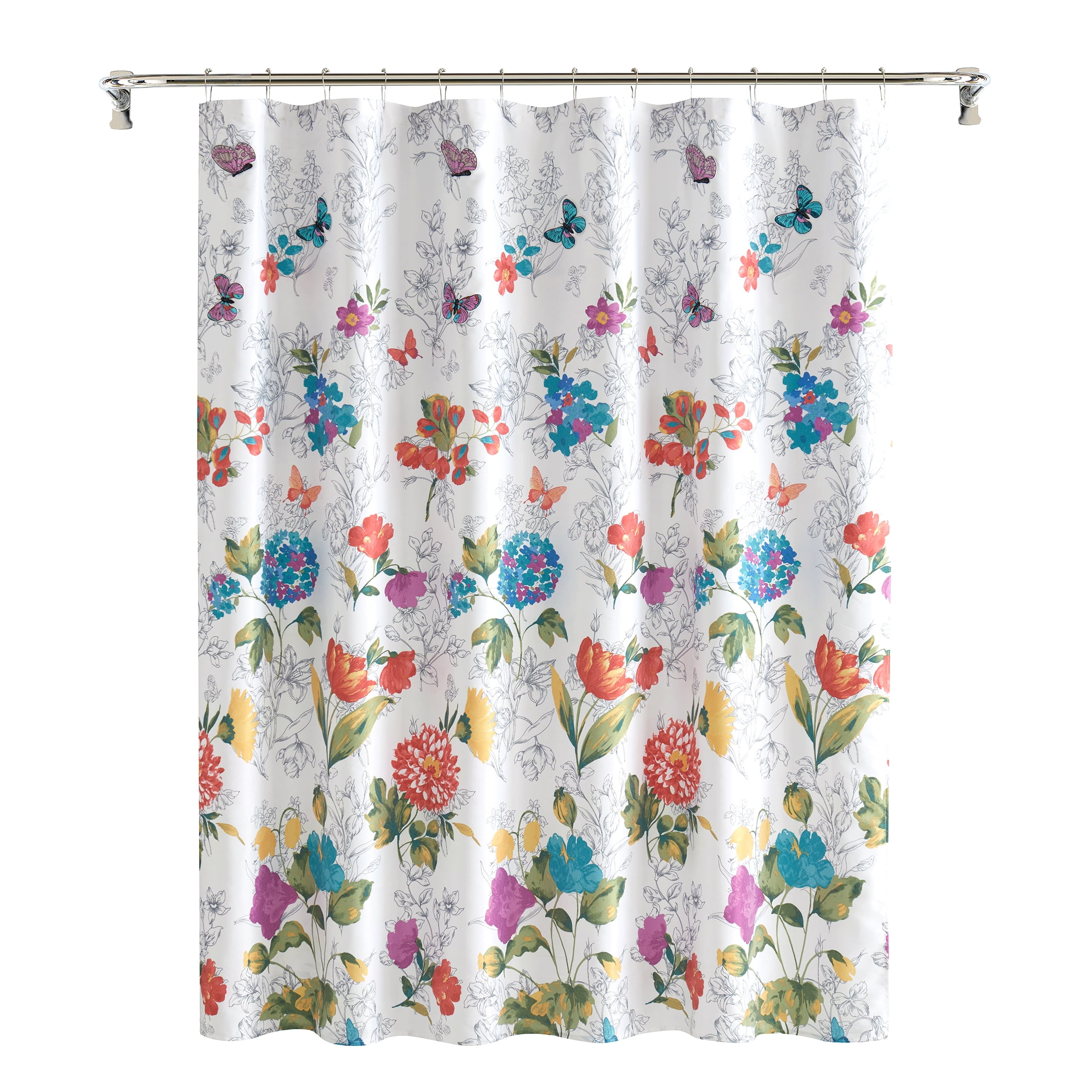 The Pioneer Woman Multi-color Floral Cotton Polyester Shower Curtain, 72 in  x 72 in