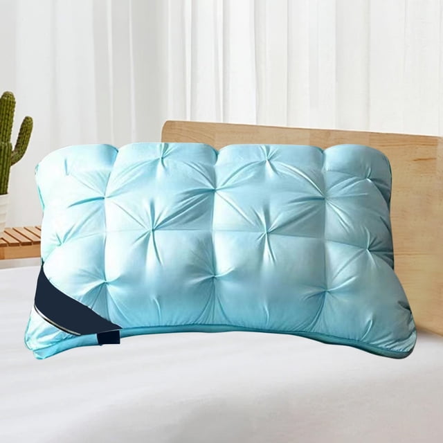 Velvet Twirl Pillow with Breathable All-Cotton Cover, Premium Support Pillow Core Washable Design, Hypoallergenic Bed Pillow for Side Back Sleepers Multiple Colors Heights, Blue