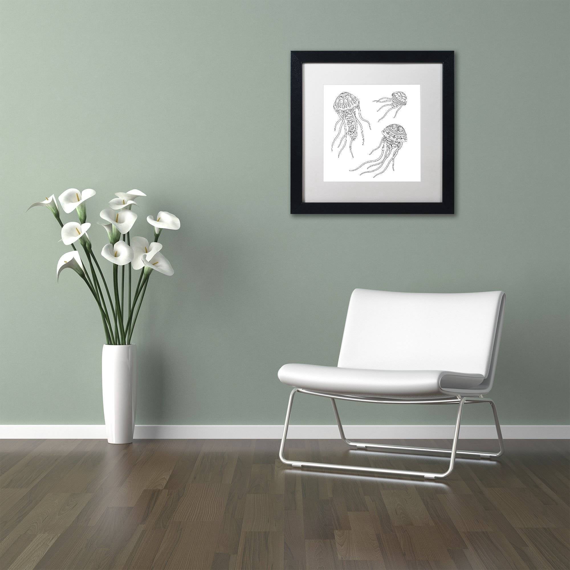 Trademark Fine Art 'Jellyfish Family' Canvas Art by Filippo Cardu White Matte, Black Frame