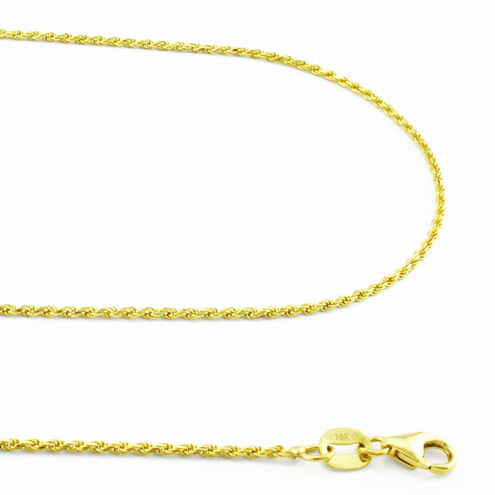 Nuragold - 10k Yellow Gold Womens 1mm Solid Thin Rope Chain Pendant