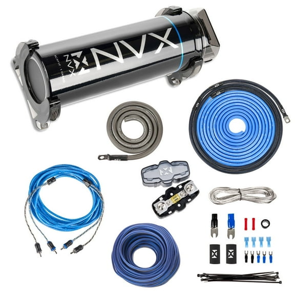 NVX 1.0 Farad Capacitor with Digital Read-out   Premium 4 Gauge OFC Amp Kit