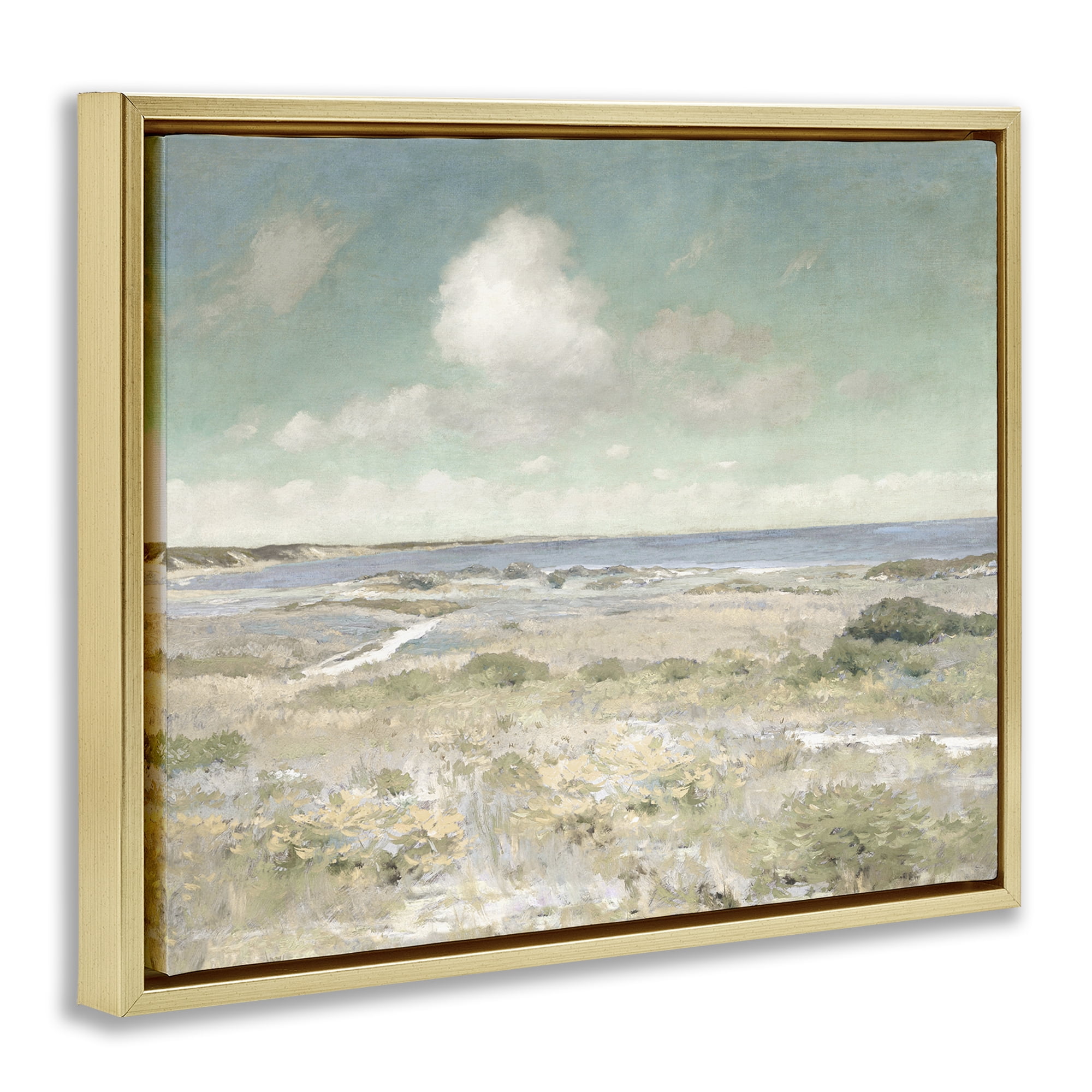 Stupell Industries Water View with Clouds Gold Framed Floater Canvas Wall Art, design by Christy McKee