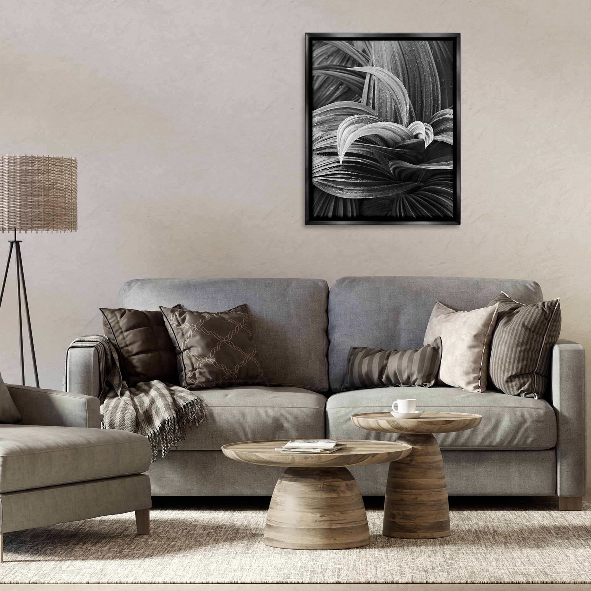 Stupell Industries Wet Leaves Detail Botanical & Floral Photography Black Floater Framed Art Print Wall Art, 25 x 31