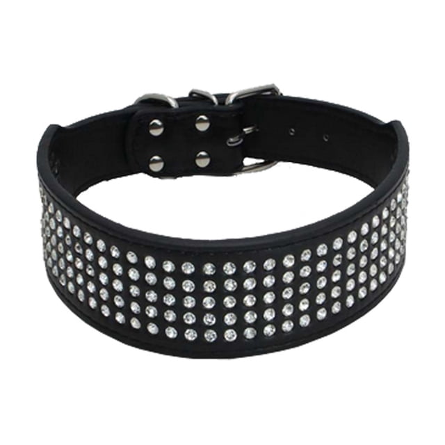 Collar para perro con diamantes de imitación Berry Pet: 5 filas de cuero PU con incrustaciones de diamantes de cristal brillantes