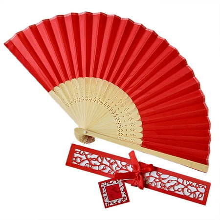 

xiuh wedding gift box gift fan tray carton couple gift solid color silk fan red