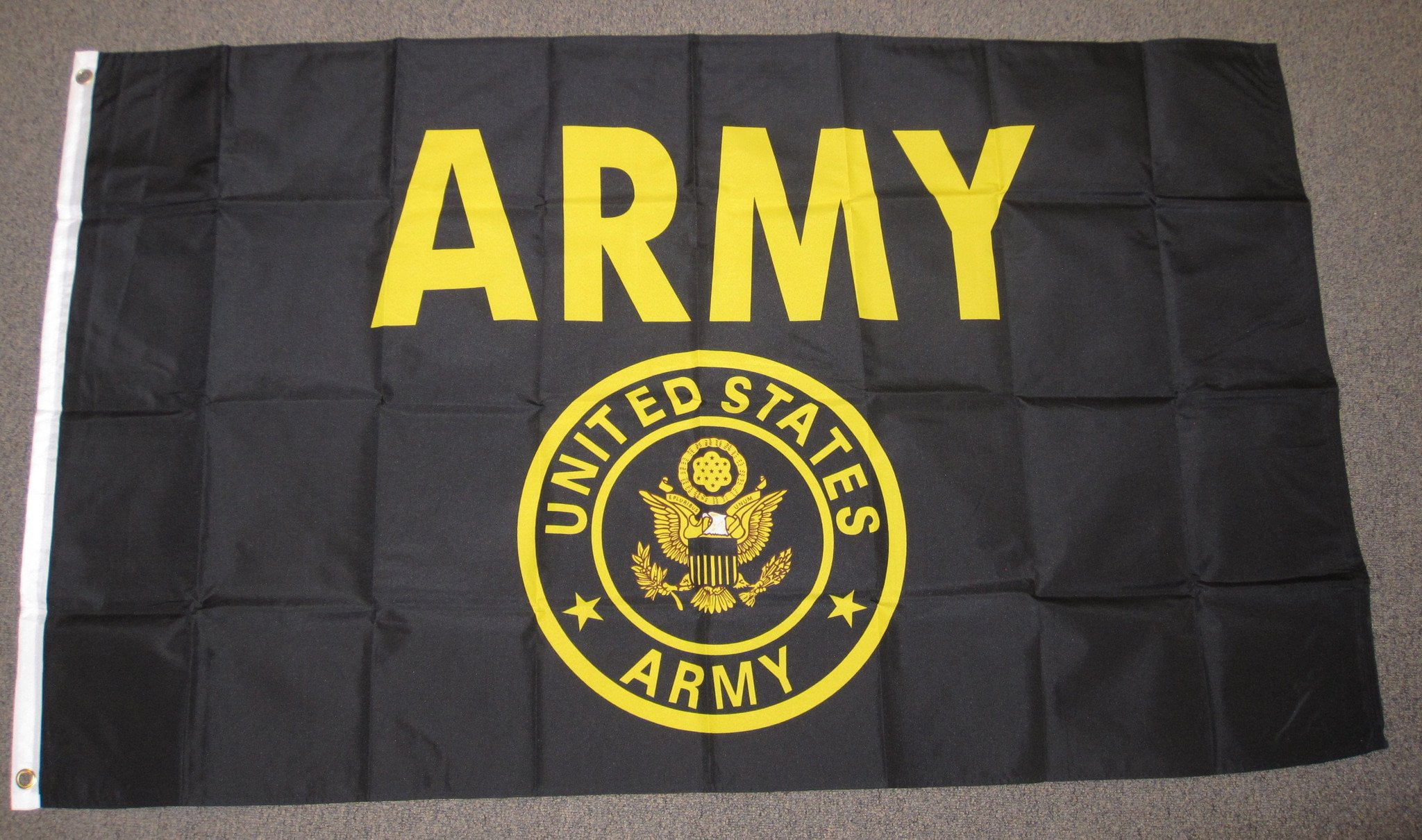 Army Crest Polyester 3 X 5 Military Flag Black & Gold