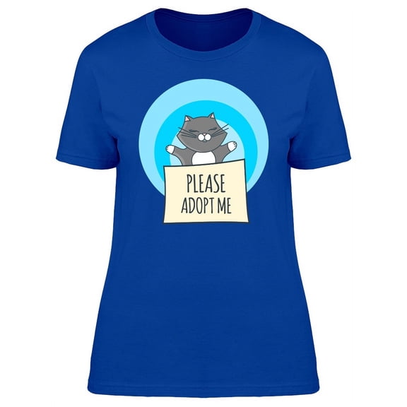 Please Adopt Me Open Arms Cat T-Shirt Women -Image by Shutterstock, Female Large
