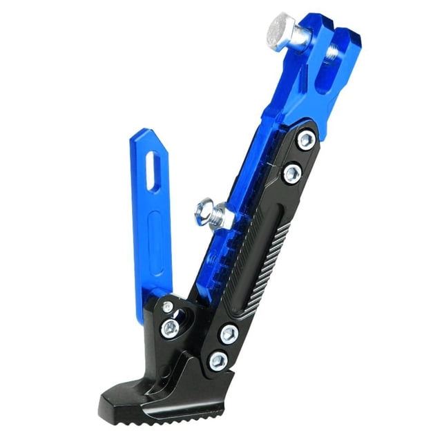 Pata de cabra ajustable para motocicleta, antideslizante, para estacionar lateralmente, para scooter, bicicleta eléctrica, color azul