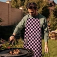 thumbnail image 4 of Black and Pink Checkerboard Pattern Apron-Garden Aprons for Women with Pockets-Cotton Linen Waterproof Kitchen Cooking Gardening Aprons Adjustable for Kitchen,Cooking,BBQ and Salon 33x27 Inch, 4 of 7
